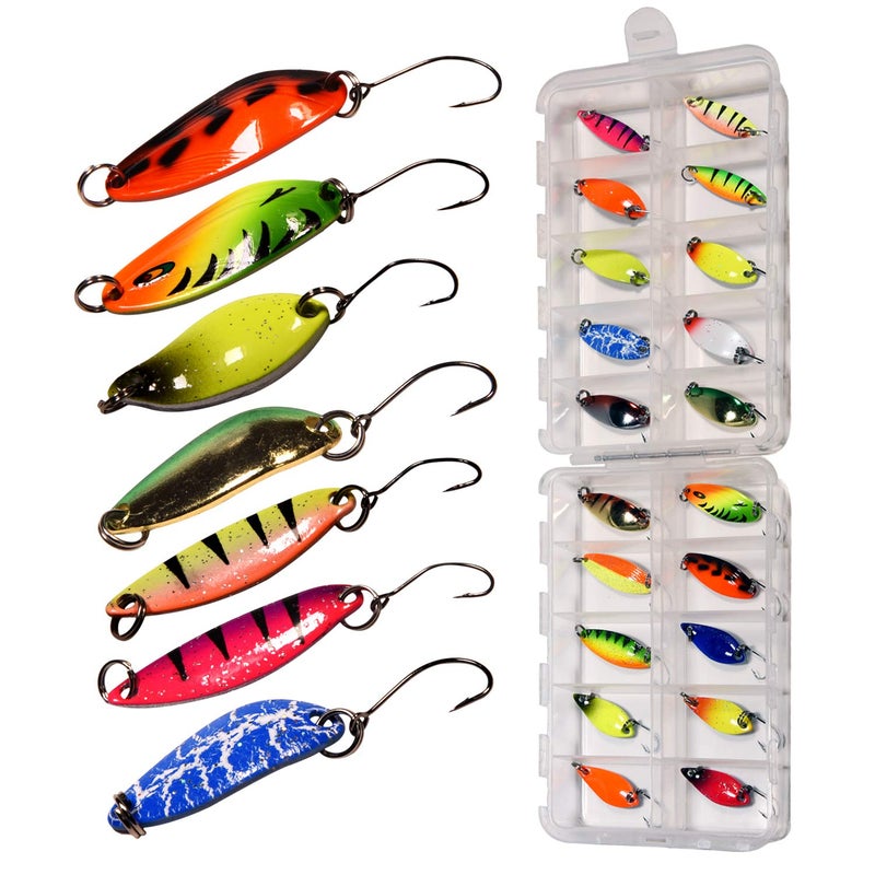 THKFISH Spoon Fishing Lures for Trout Spoons Hard Baits Single Hook Trout Lures Metal Fishing Lures for Char Perch 20Pcs - Image 1